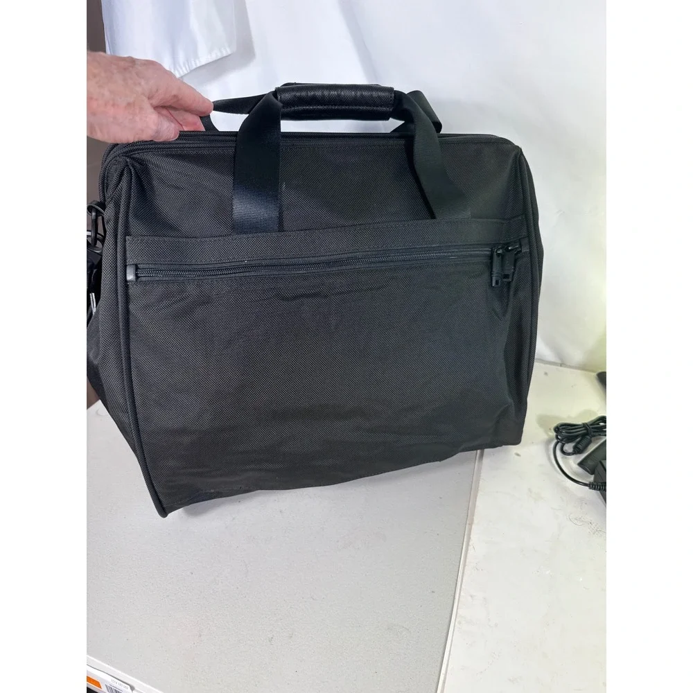 Tumi Alpha Ballistic Nylon Wheeled Compact Briefcase Rolling Travel Bag Black
